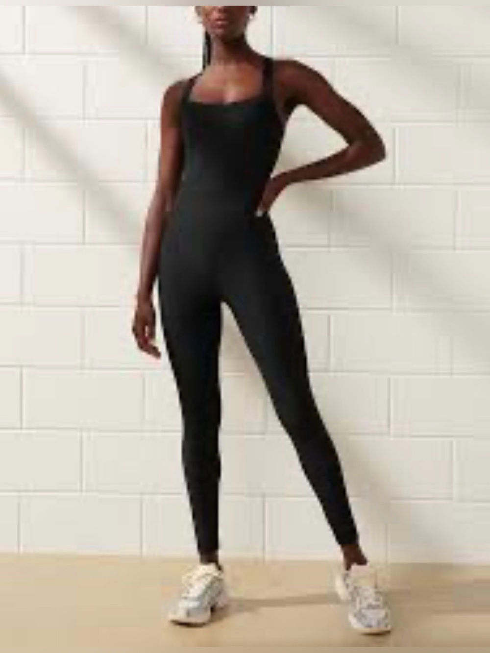 Abercrombie YPB sculptLUX Bodysuit XS Black Cross Back Active Jumpsuit